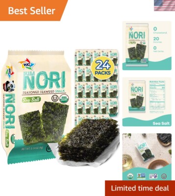 Convenient 24-Pack Organic Seaweed Snacks - Perfect for Quick Meals & Snacks