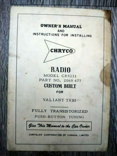 Chryco Chrysler CT5131 2069477 Valiant TVXI Radio Besitzeranleitung