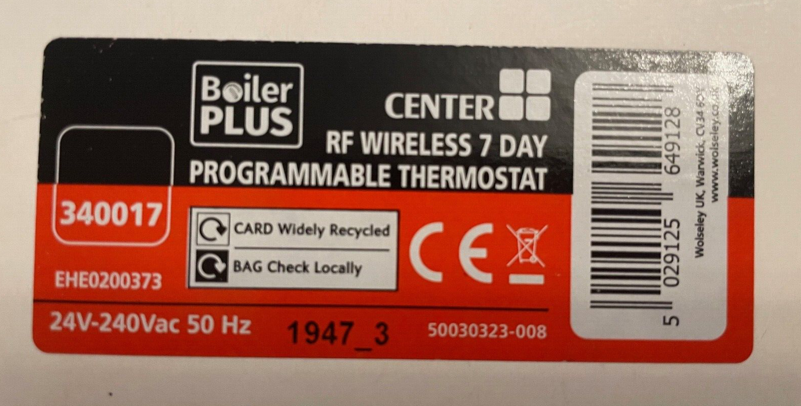 Center CB RF Wireless 7 Day Programmable Room Thermostat Boiler Plus
