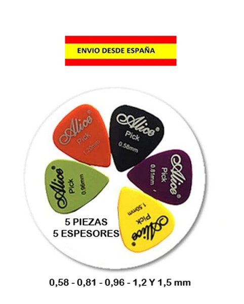5 PUAS PAJUELAS U�AS GUITARRA BAJO MANDOLINA ROCK 0,58 0,81 0,96 1,2 Y 1,5mm