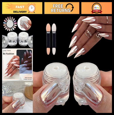 2PCS Metallic Nail Powder - Super Glossy Mirror Effect, Nail Art Glitter Pigment