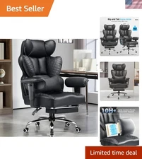 High Back Ergonomic Gaming Chair - 400lbs Heavy Duty with Footrest, Matte Black