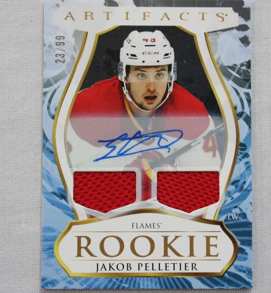 2023-24 Upper Deck Jakob Pelletier #197 Auto Patch JL3 Emerald Very Good /99 - Image 2 of 4