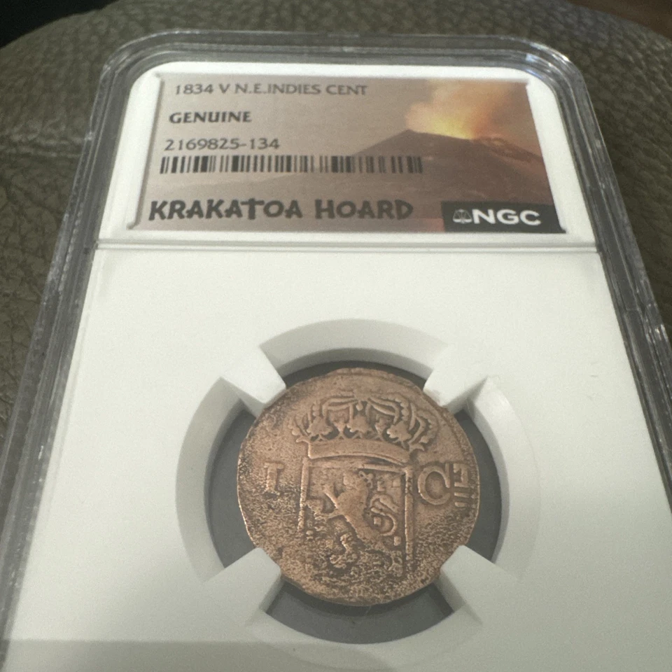 1834 V N.E. Centavo Indies Krakatoa tesoro, certificado NGC Foto 2 de 4