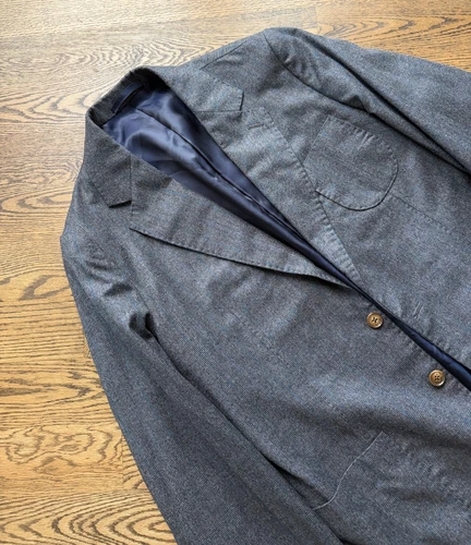 Custom Marzoni Grey Glen Check Suit 3/2 Roll Patch Pockets 42L