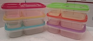 6 Piece California Basics 3-Compartment Portion Food Storage Pre-owned 