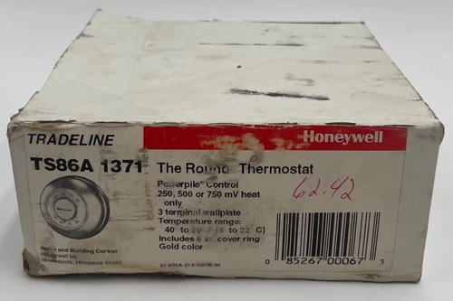 Honeywell TS86A1371 "The Round" Powerpile Control Heat Only Thermostat Gold