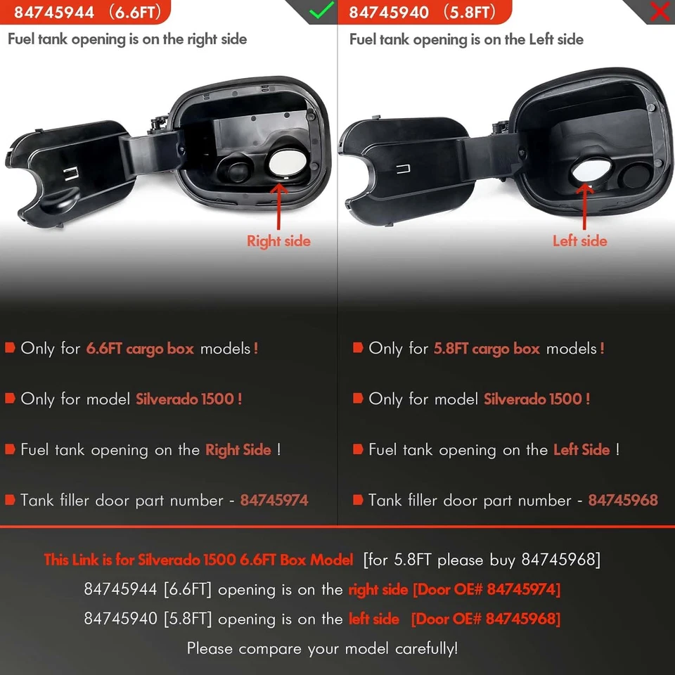 Carcaça de tubo de enchimento de tanque de combustível com tampa porta compatível com Chevy Silverado 1500 2019-20 - Imagem 3 de 4