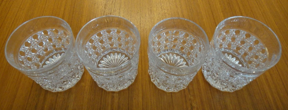 4 vasos de whisky de diamantes diamantes diamantes de cristal pesado de baccarat usados en excelente estado Foto 2 de 4