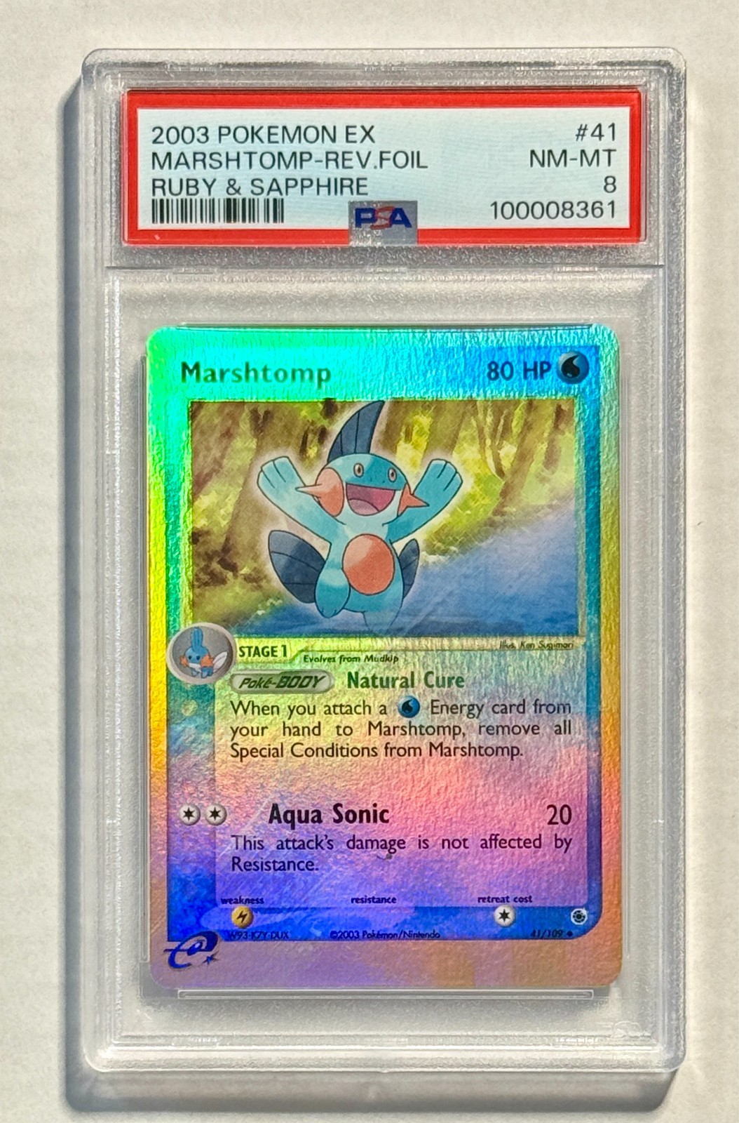 Marshtomp 2003 Pokemon EX Ruby Sapphire Reverse Holo PSA 8 NM-MT #41