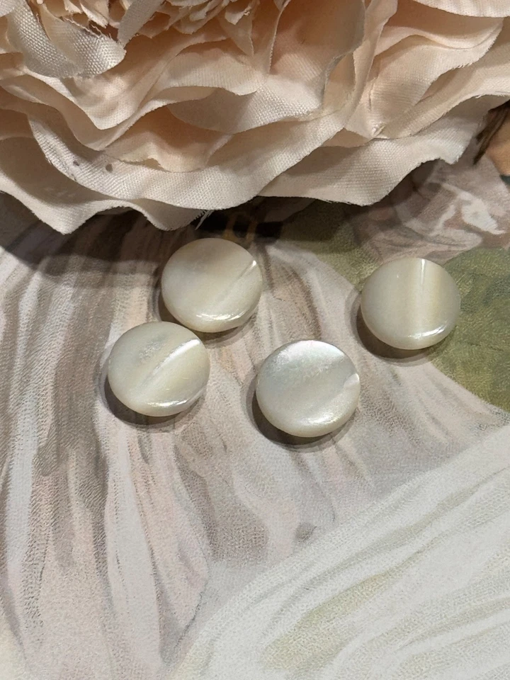 Pearl Smokey Grey Victorian Buttons Set of 4 Vintage  10mm - Image 3 of 4