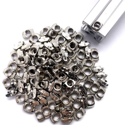 100pcs 2020 Series Sliding T-Nuts T-Slot Metric M5 Thread Slide in M5, Silver