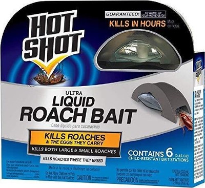 2 Packs Of Hot Shot 95789 Roach Killer Liquid Roach Bait 6 Stations Each