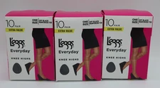 Hanes L Eggs Leggs Women's Everyday Knee Highs Off Black 30 Pair OSFM NWT