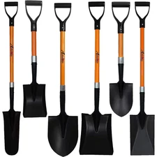 Assorted Shovels 41 In. Four Large Handle Metal Head Shovels Two 27 In. Short Ha