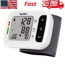 SEJOY Blood Pressure Machine Wrist Automatic Monitor with Heartbeat Detection