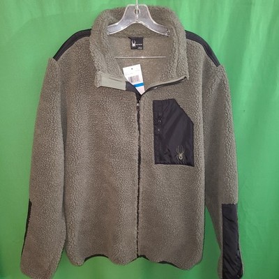 B029) NWT SPYDER x-large men's Sherpa green Tea Leaf full zip fleece jacket