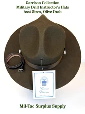 NEW Military Drill Instructor's Hat, Garrison Collection, Asst Sizes, Olive Drab