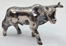 Rare Vintage Sterling Silver 925 Bull Paperweight Figure
