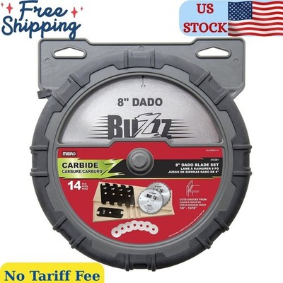 The Mibro Group 416381 Carbide Stacking Dado Blade Set - 14 Pieces, Silver, 8''