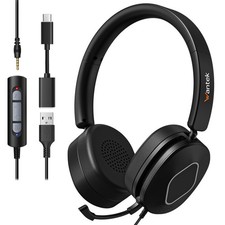 Wantek Headset 3.5mm/USB/Type-C with Noise Cancelling Mic for PC/Laptop/Mobile