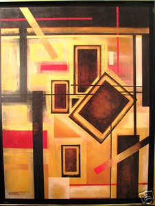 Australian-Artist-Gayle-Russell-039-s-original-acrylic-abstract-039-Puzzler-039