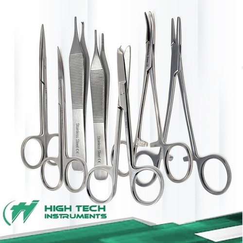 7-teiliges kleines chirurgisches Naht-Set Kit Pinzette Nadelhalter Schere Edelstahl CE - Bild 3 von 3