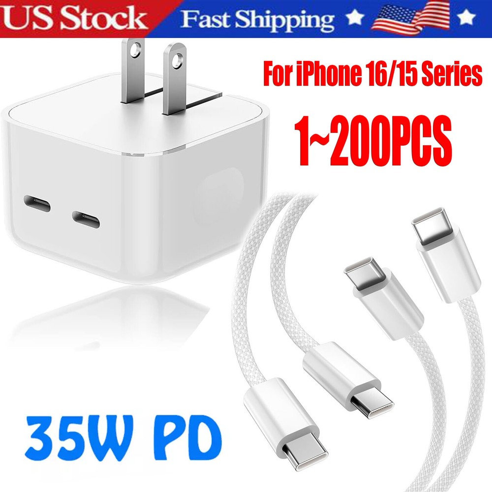 35W USB-C Dual Port Fast Charger Cube PD Adapter For iPhone 16/15/14/13/Pro lot