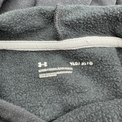 Under Armour Rival Hoodie Boys Size Youth Large Black Gray Fleece Logo - Picture 3 of 6