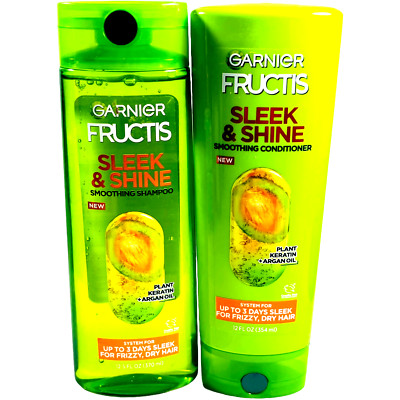Garnier Fructis Sleek & Shine Shampoo & Conditioner (12/12.5 fl oz) - LOT of 2