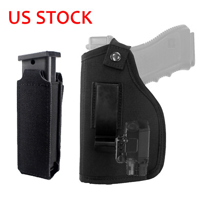 Tactical IWB OWB Gun Holster for Handguns with Laser or Light & Single Mag Pouch