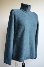 Jaeger L Green Wool Blend Mock Neck Sweater Great Britain