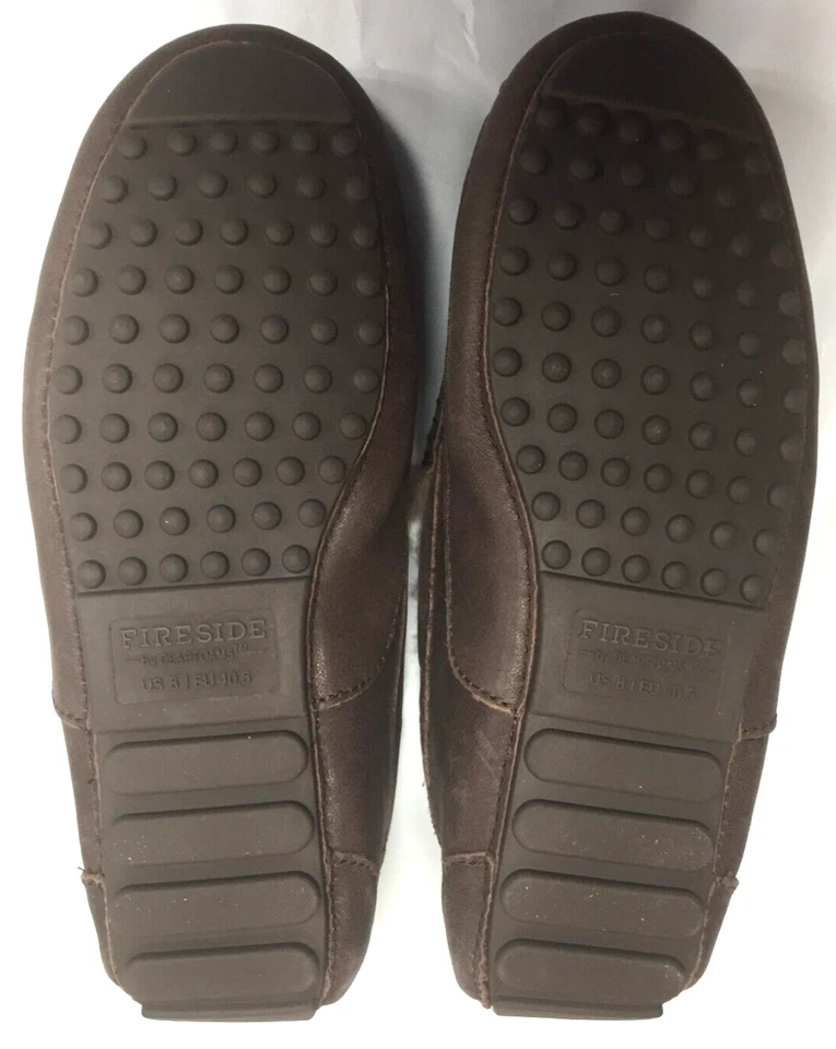 Zapatillas de mocasín Fireside Dearfoams para mujer Mel de piel de oveja color marrón liso 11 Foto 3 de 3