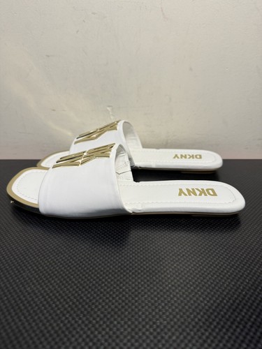 DKNY Logo Slides White Womens Size 6M K4232610 Excellent Condition - Picture 2 of 11