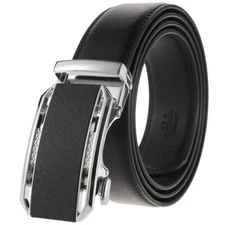 Trend HJones Men's Leather Belt Automatic Buckle Belt Ratchet Strap Gift Jeans