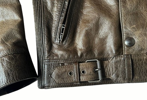 BELSTAFF GANGSTER MOTORCYCLE ANTIQUE BRONZE LEATHER JACKET NWT SZ:M IT48 UK/US38 - Picture 21 of 23