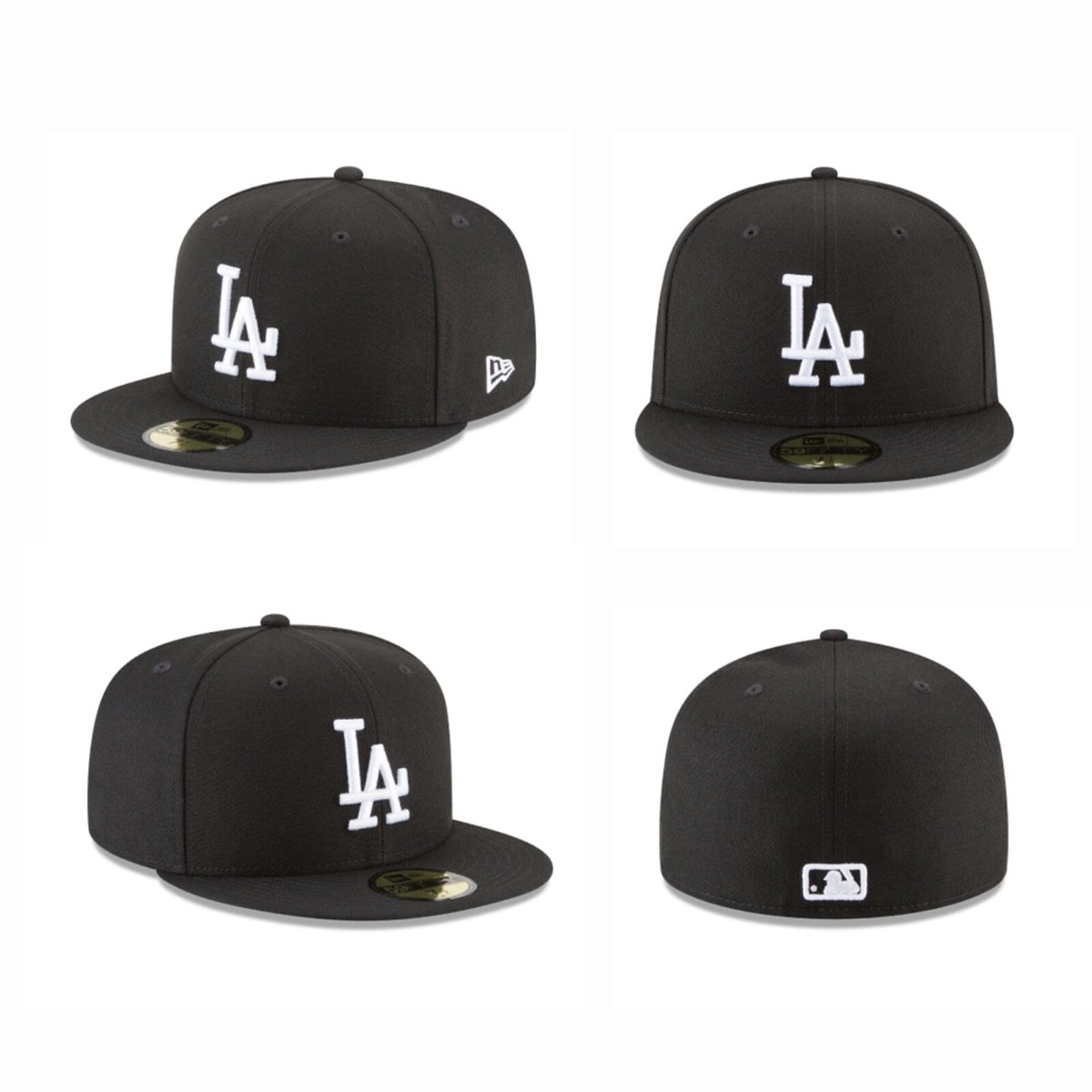 【New Era】 Black Dodgers、Yankees 59FIFTY Fitted Hat 7 1/2 Men's Los Angeles Dodgers New Era Black Secondary Logo Basic