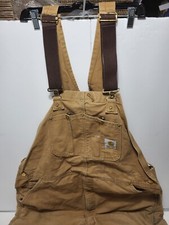 Vintage Carhartt R02 BRN Double Knee Duck Canvas Insulated Overalls 42x34 USA