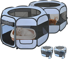 2-In-1 Xlarge Cat Playpen, Detachable into 2 Separate Playpens with Additional 2