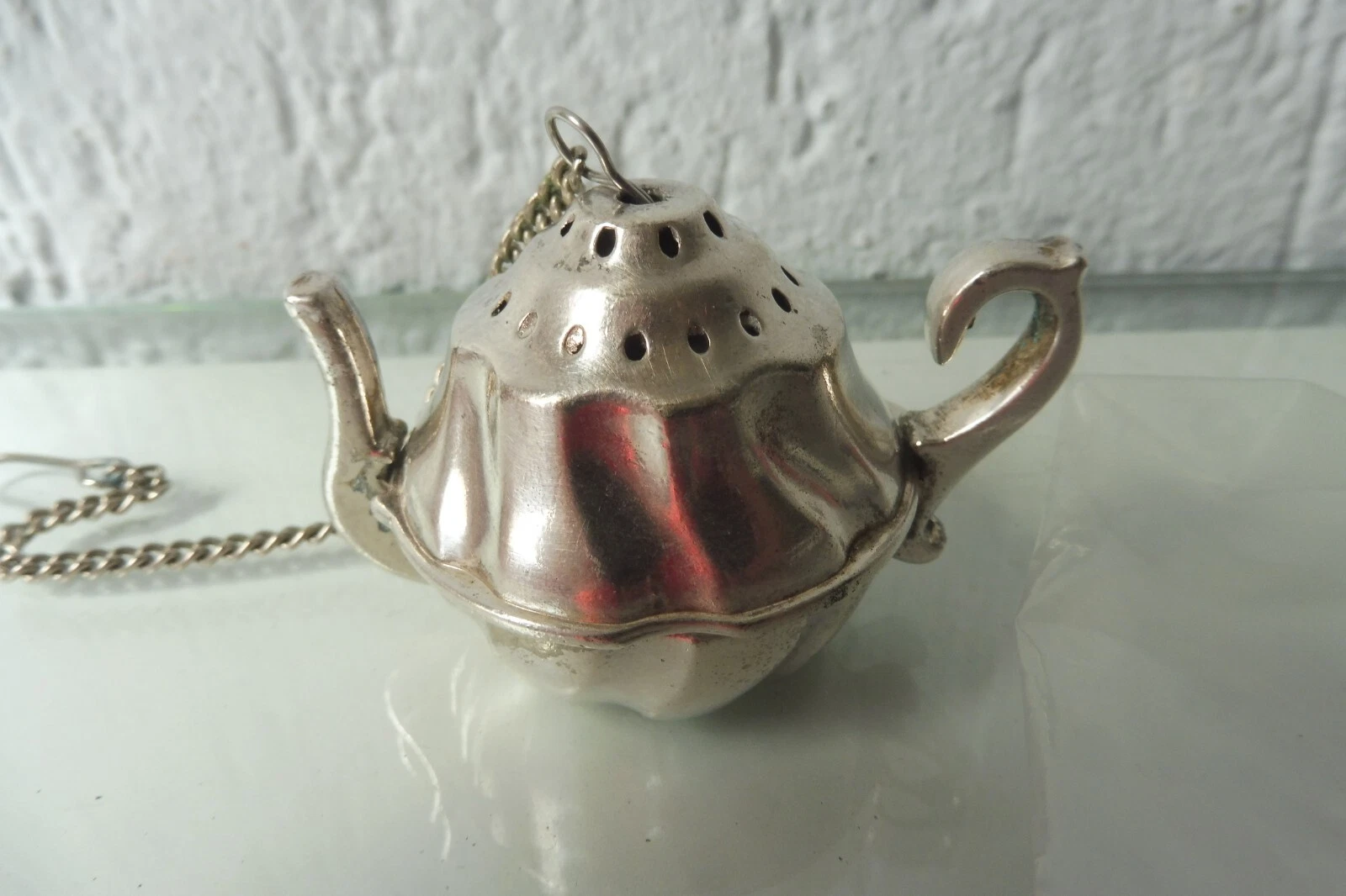 Beautiful, Antique Teapot, Teapot Shape, Hanging Tea Strainer, Silver Cyst