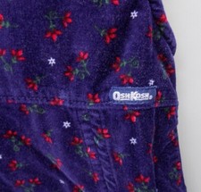 Vintage OshKosh Velour Velvet Purple Dress w/ Red White Flowers Size 5