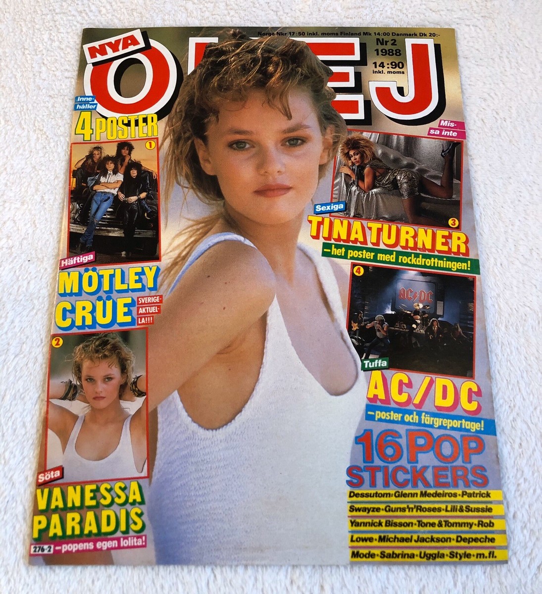 VANESSA PARADIS 1988 Clipping Poster Swedish magazine Okej Vintage