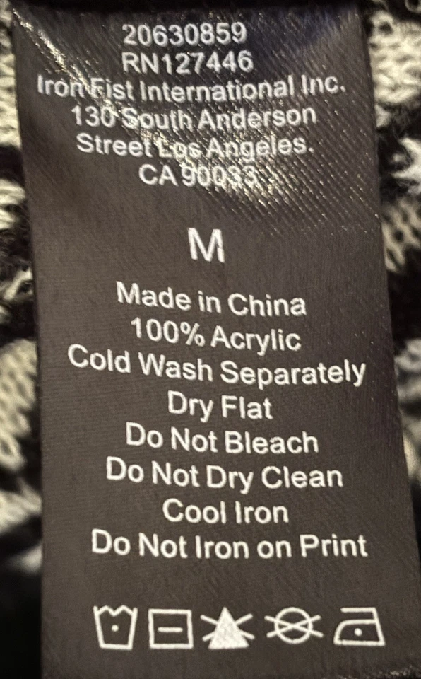 Cardigã suéter feminino punho de ferro preto e branco padrão caveira tamanho M - Imagem 4 de 4