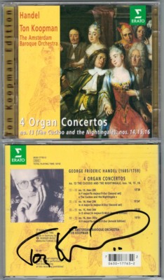 Ton KOOPMAN Signed HANDEL 4 Organ Concerto Cuckoo & Nightingale CD Orgelkonzerte