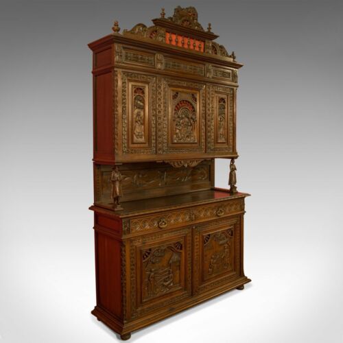 Antique Carved Breton Buffet Cabinet, French, Sideboard, Oak, Circa 1880 - Picture 1 of 12