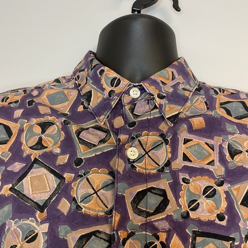 Vintage 90s GUESS Georges Marciano Shirt Men M Long Sleeve Geometric 17-17.5” - Picture 3 of 8
