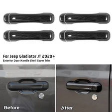 Exterior Door Handle Cover Trim Bezels For  Jeep Gladiator JT 2018+ Carbon Fiber
