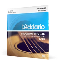 D'Addario EJ38 12-String Phosphor Bronze Light 10-47 Acoustic Guitar Strings