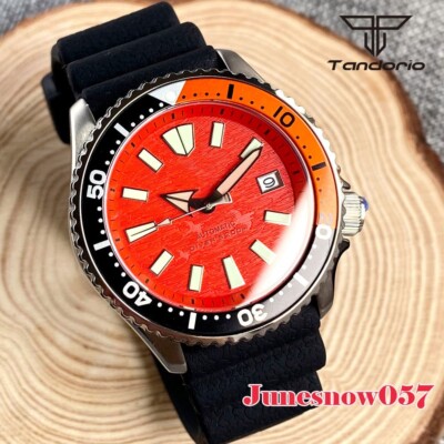 Tandorio 120 Clicks 20ATM Orange Sterile Dial NH35A Movement Men Watch Sapphire