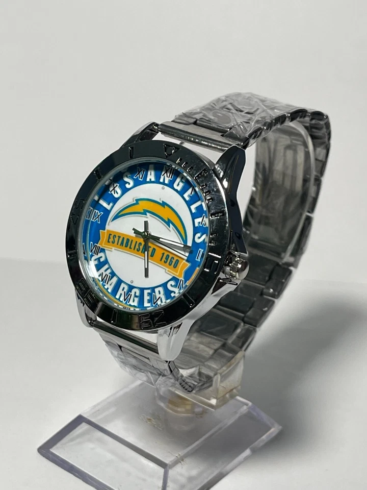 Los Angeles Chargers NFL Team Logo Men's Stainless-Steel Silver Watch NEW - Image 3 of 4